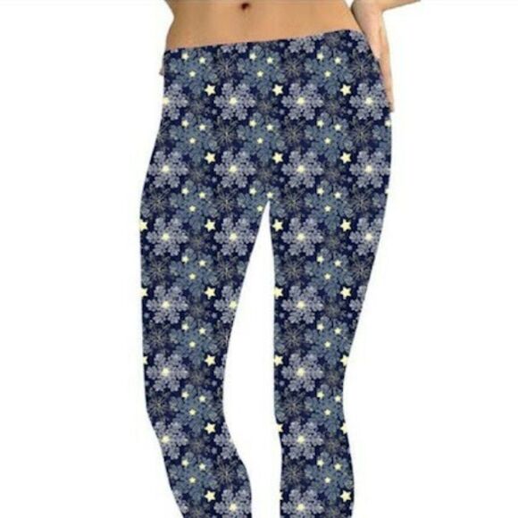 Snowflakes Winter  Leggings New - Picture 1 of 3